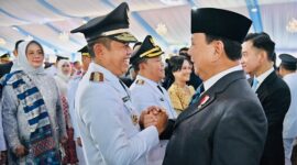 Presiden RI Prabowo Subianto dalam acara Pelantikan Kepala Daerah, Gubernur dan Walikota di Istana Negara, Jakarta. (Facebook.com @Setkab RI)