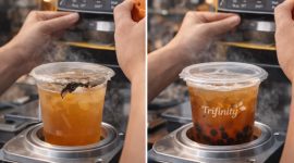 Stop drama plastik meleleh di mesin! 🛑☕ Gunakan Seal Cup Trifinity yang terbuat dari 100% biji plastik murni. Jernihnya maksimal, rekatnya kuat, dan tahan panas ekstrem sampai 200°C tanpa bolong.